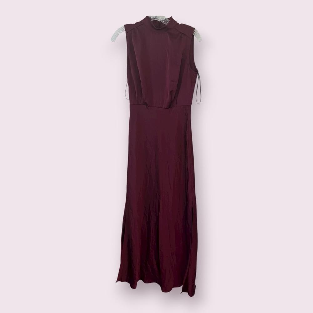 Lulus Classic Elegance Wine Red Satin Maxi Dress small - Picture 3 of 9